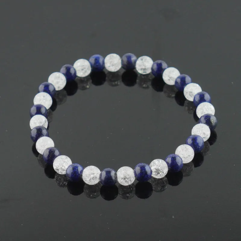 Lapis lazuli, křišťál - kuličkový náramek