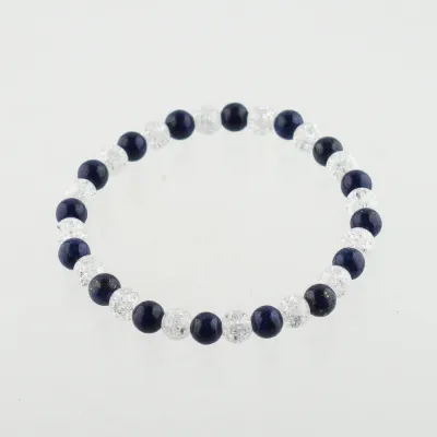 Lapis lazuli, křišťál - kuličkový náramek